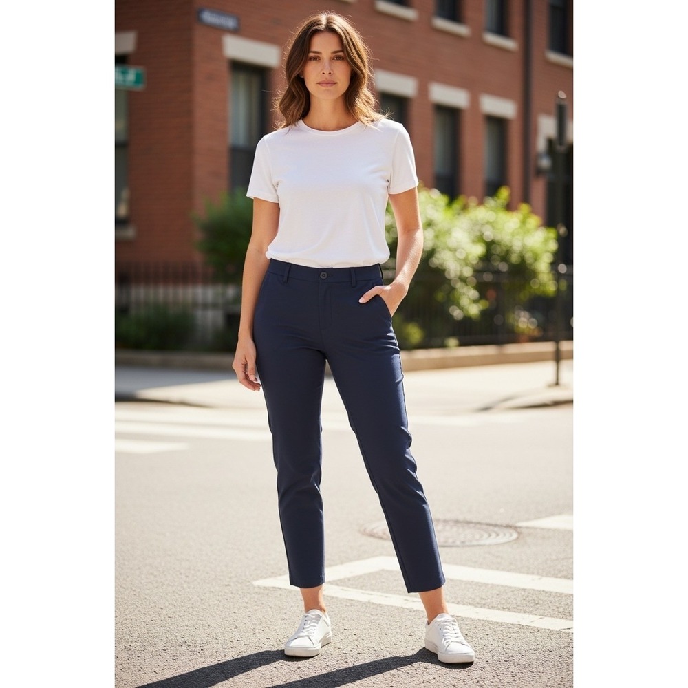 Gap Navy Blue Tencel Lyocell Chino Trousers Slim Straight Pants 12  Lightweight